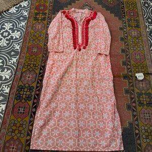 Ro’s Garden Women’s Pink and Red Embroidered Maxi Dress Size Medium